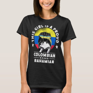 Colombia Flag Bahamas Grown Women Girl Citizen Pri T-Shirt