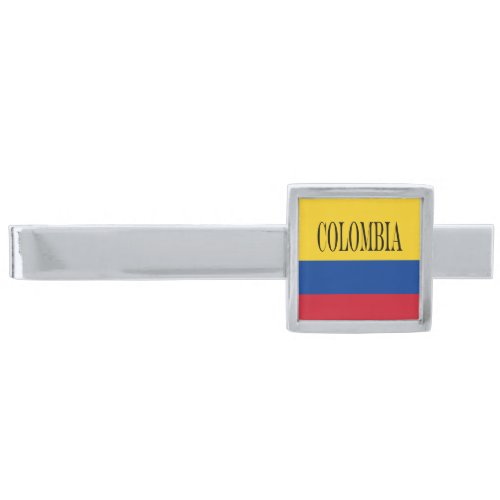 Colombia flag _ Bandera De Colombia Silver Finish Tie Bar