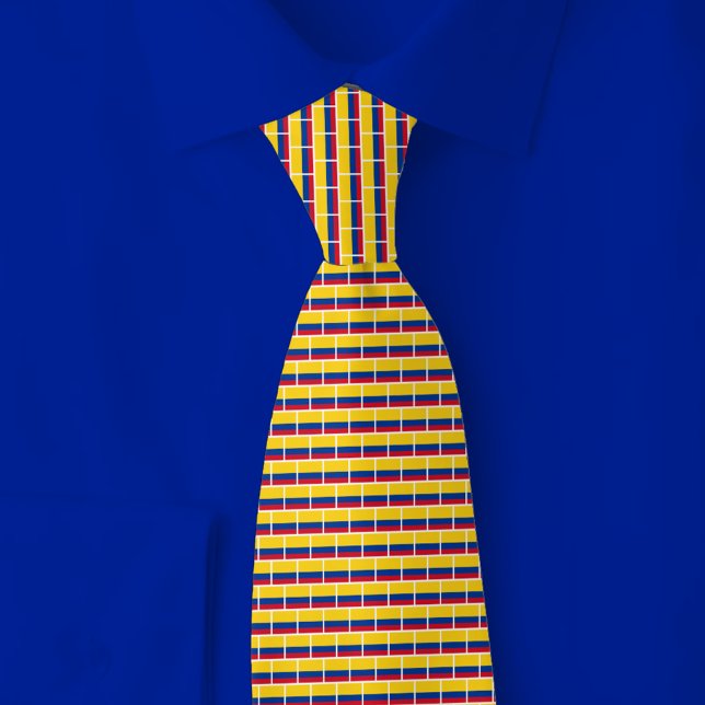 Colombia Flag Brick Pattern Neck Tie (Creator Uploaded)