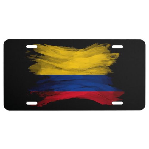 Colombia flag brush stroke national flag license plate