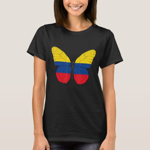 Colombia Flag Butterfly Colombian Graphic T_Shirt