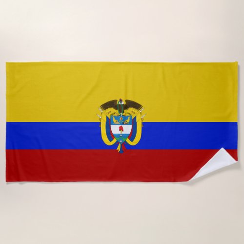Colombia flag_coat of arms   beach towel