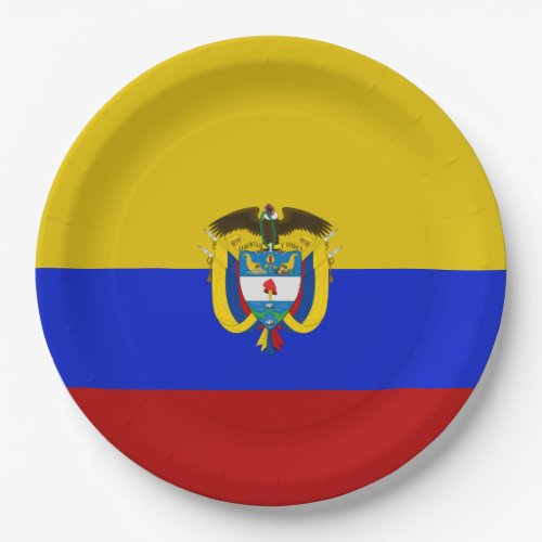 Colombia flag_coat of arms    paper plates