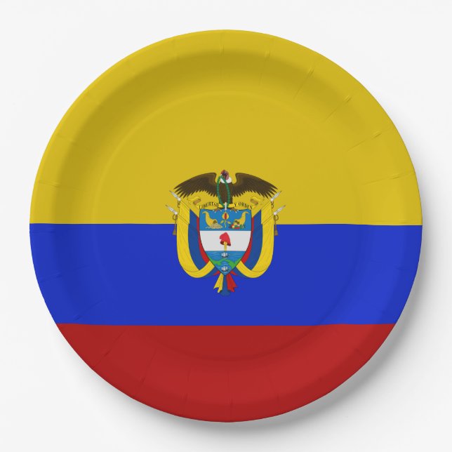 Colombia flag-coat of arms    paper plates (Front)