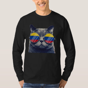 Colombia Flag  Colombian Pride Cat Men Women Kids T-Shirt