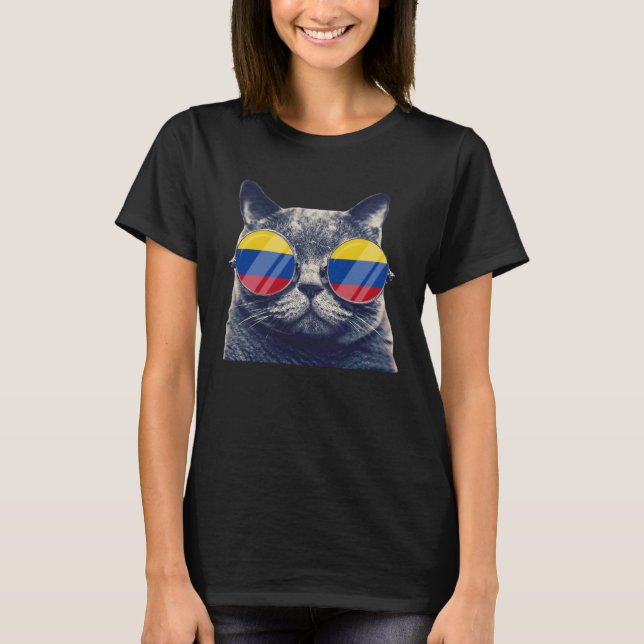 Colombia Flag  Colombian Pride Cat Men Women Kids T-Shirt (Front)