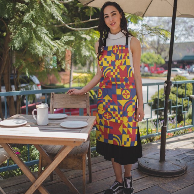 Colombia Flag Colorful Pattern Apron (Colombia pattern color flag apron)