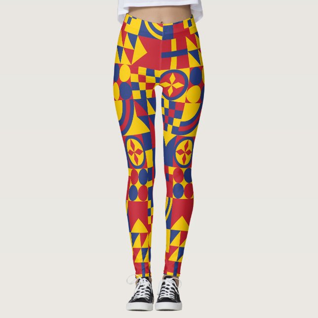 Colombia Flag Colorful Pattern Leggings (Front)