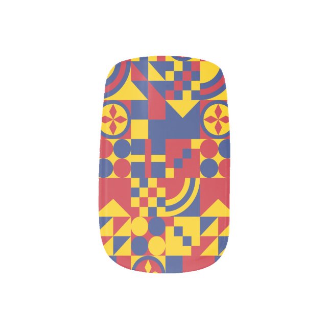 Colombia Flag Colorful Pattern Minx Nail Art (Left Thumb)