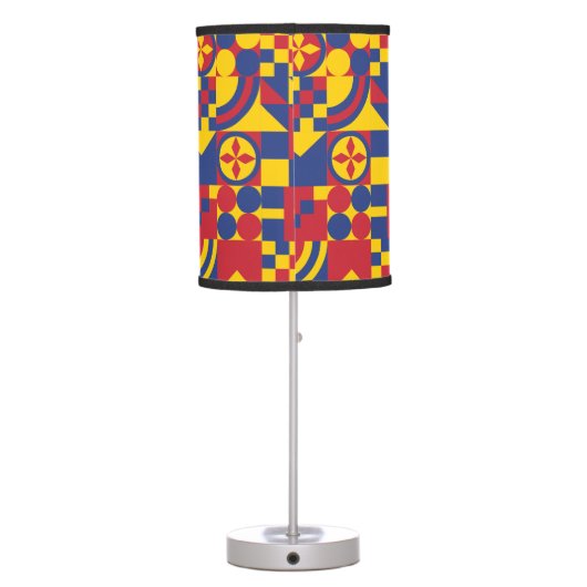 Colombia Flag Colorful Pattern  Table Lamp (Back)