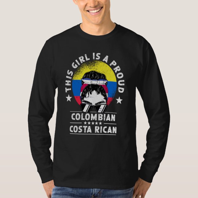 Colombia Flag Costa Rica Grown Women Girl Citizen  T-Shirt (Front)