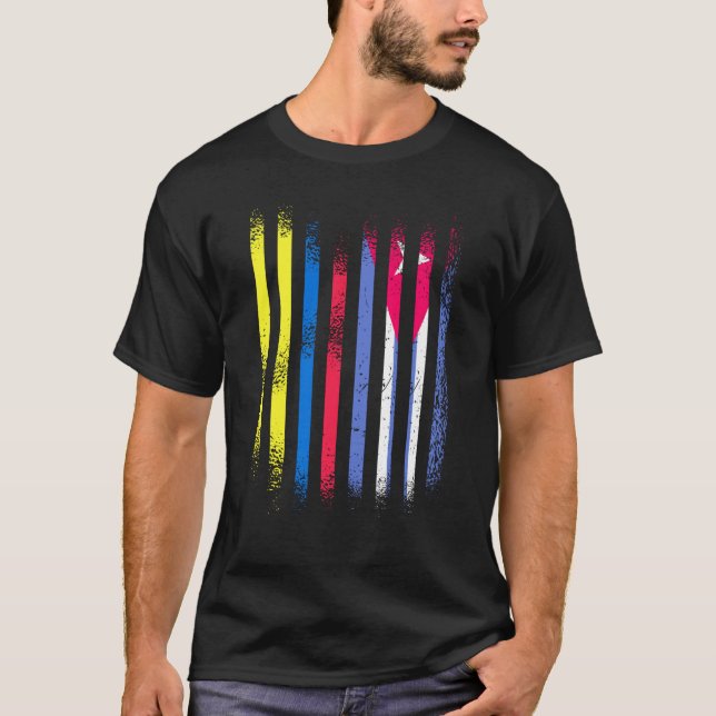 Colombia Flag Cuba Grown Country Flags Stripes T-Shirt (Front)