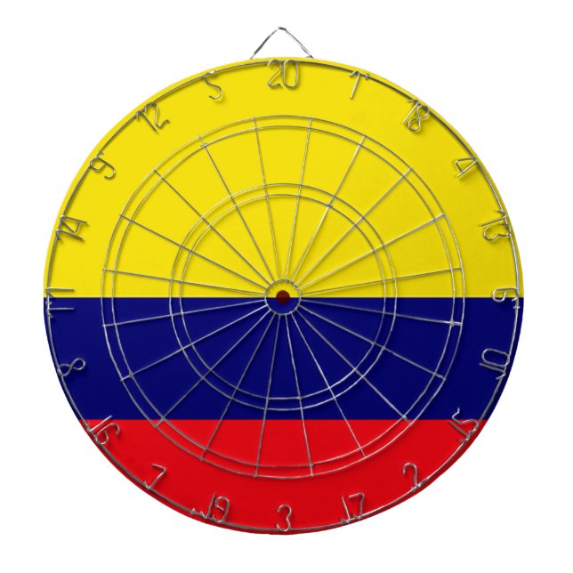 Colombia flag dartboard with darts (Front)