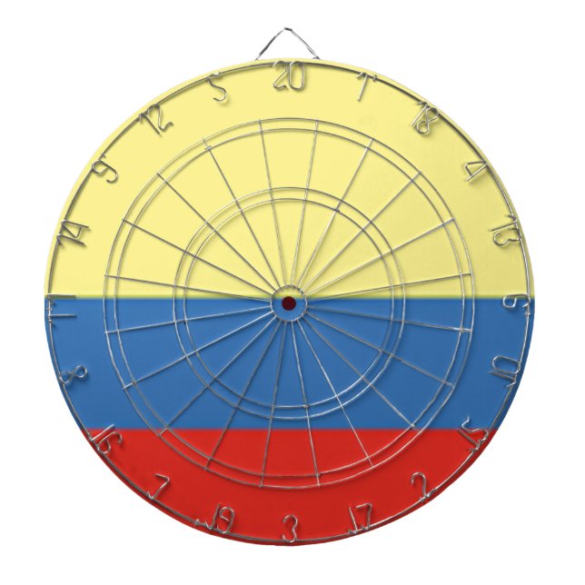 Colombia Flag Dartboard With Darts (Front)