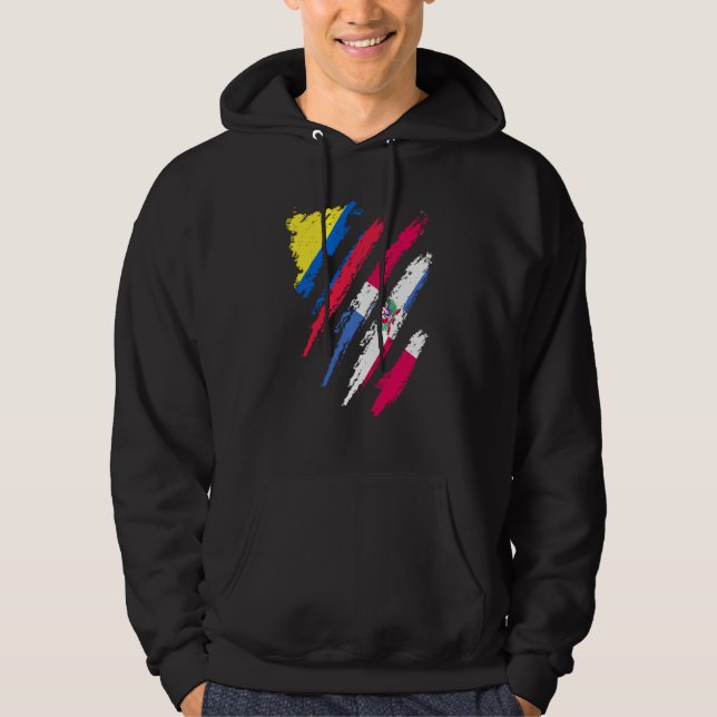 Colombia Flag Dominican Grown Patriot Country Stri Hoodie (Front)
