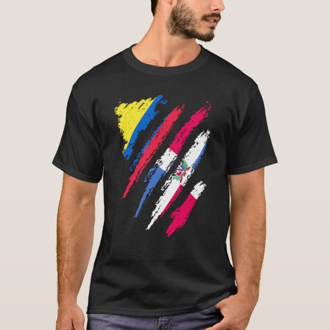 Colombia Flag Dominican Grown Patriot Country Stri T-Shirt (Front)