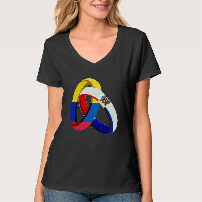Colombia Flag Dominican Grown Ring Marriage Weddin T-Shirt (Front)