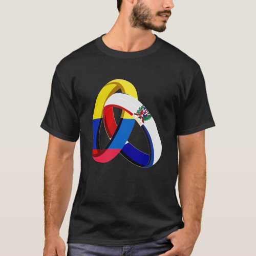 Colombia Flag Dominican Grown Ring Marriage Weddin T_Shirt
