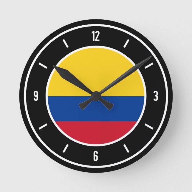 Colombia Flag Elegant Round Clock (Front)