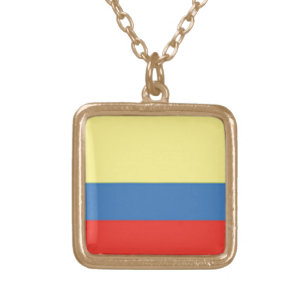 Colombia Flag Gold Plated Necklace
