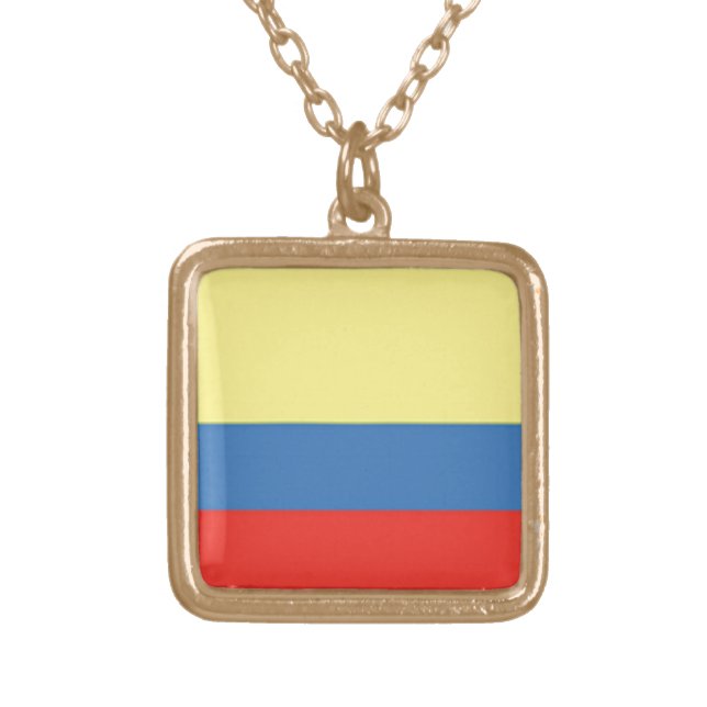 Colombia Flag Gold Plated Necklace (Front)