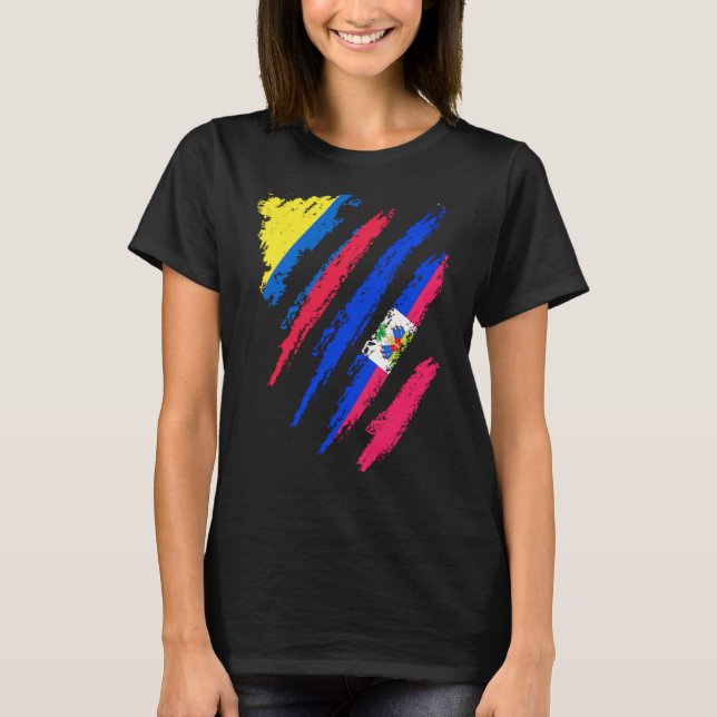 Colombia Flag Haiti Grown Patriot Country Stripes T-Shirt (Front)