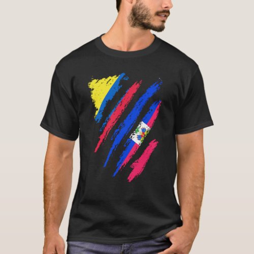 Colombia Flag Haiti Grown Patriot Country Stripes T_Shirt