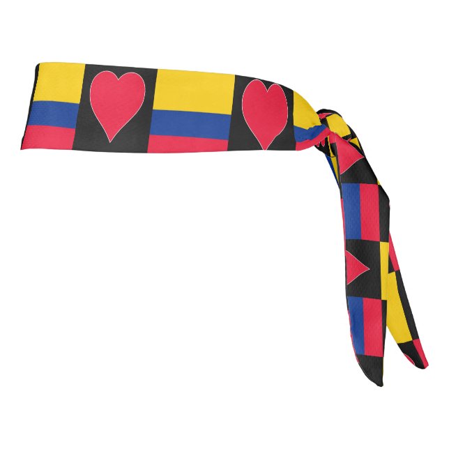 Colombia Flag Heart Love Pattern Colombian Pride Tie Headband (Rotate 90)