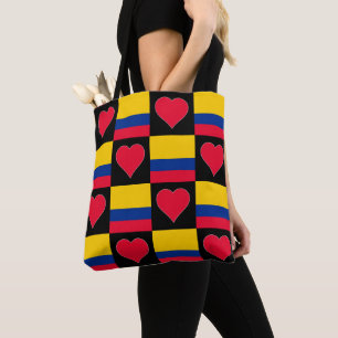 Colombia Flag Heart Pattern Patriotic Colombian Tote Bag