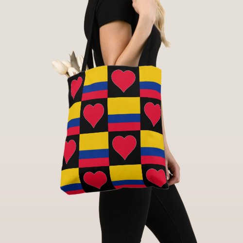 Colombia Flag Heart Pattern Patriotic Colombian Tote Bag