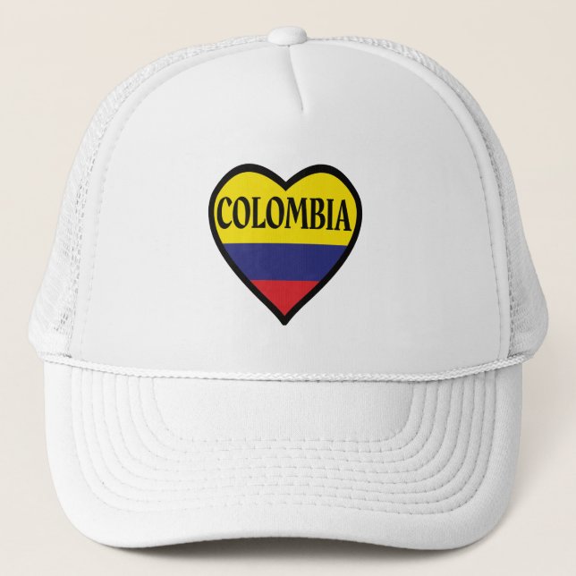 Colombia Flag Heart Trucker Hat (Front)