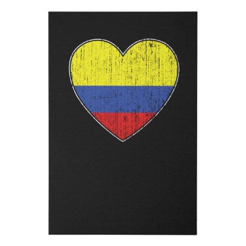Colombia Flag Love Heart Colombian Faux Canvas Print