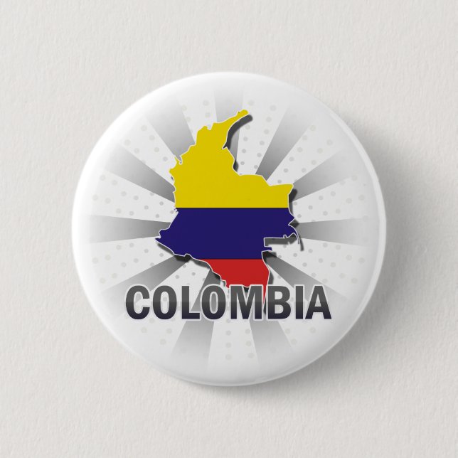 Colombia Flag Map 2.0 Pinback Button (Front)