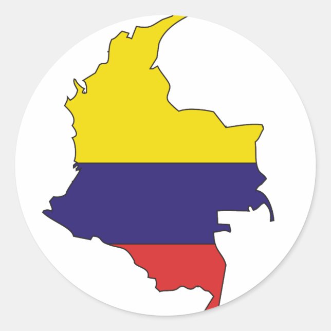Colombia flag map classic round sticker (Front)