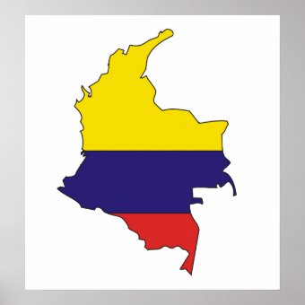 Colombia Flag Map full size Poster | Zazzle