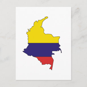 Colombia flag map postcard
