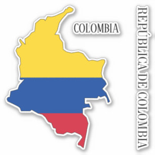 Colombia Flag Map Sticker