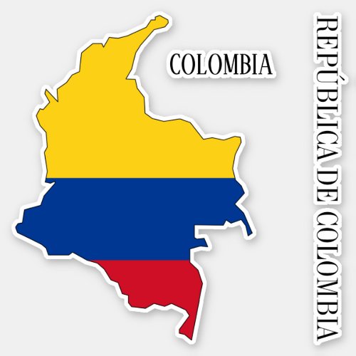 Colombia Flag Map Sticker