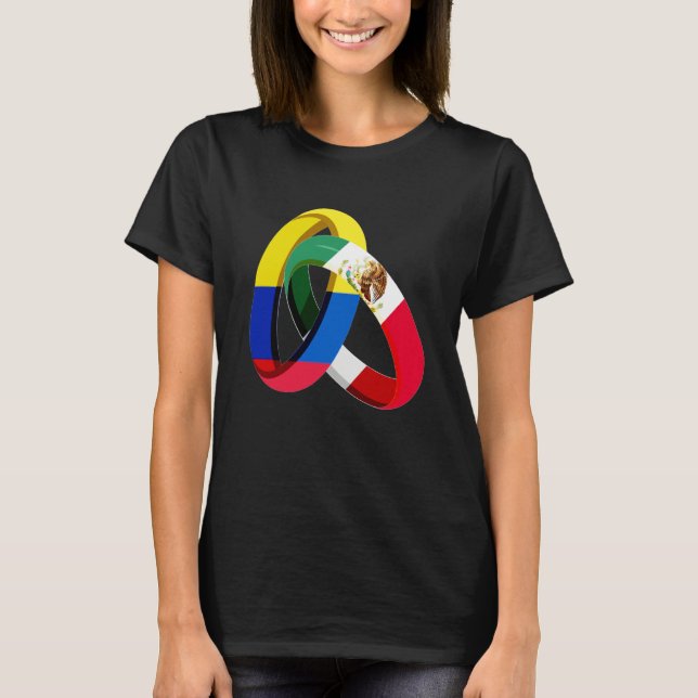Colombia Flag Mexico Grown Ring Marriage Wedding T-Shirt (Front)
