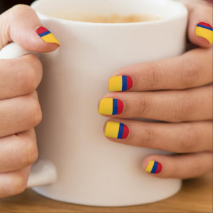 Colombia flag minx nail art