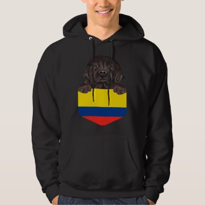 Colombia Flag Newfoundland Dog In Pocket Hoodie