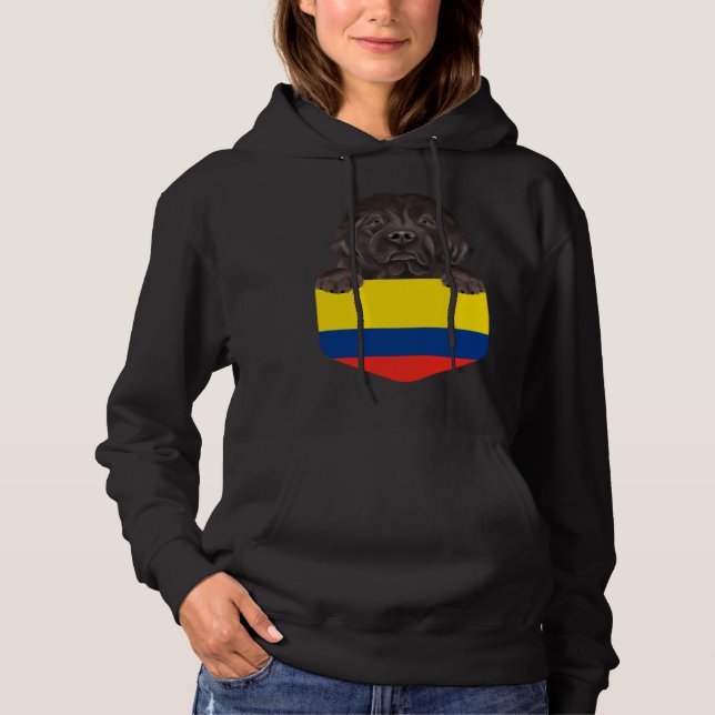 Colombia Flag Newfoundland Dog In Pocket Hoodie (Front)