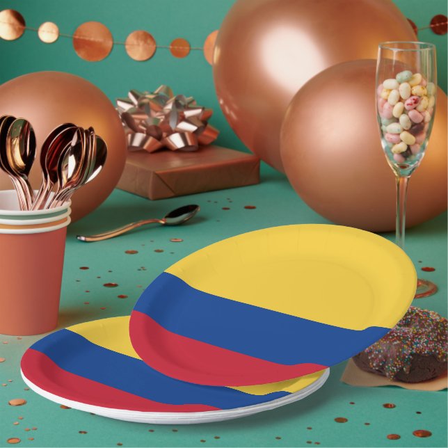 Colombia flag paper plates (Multi)