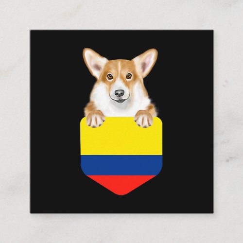 Colombia Flag Pembroke Welsh Corgi Dog In Pocket Square Business Card
