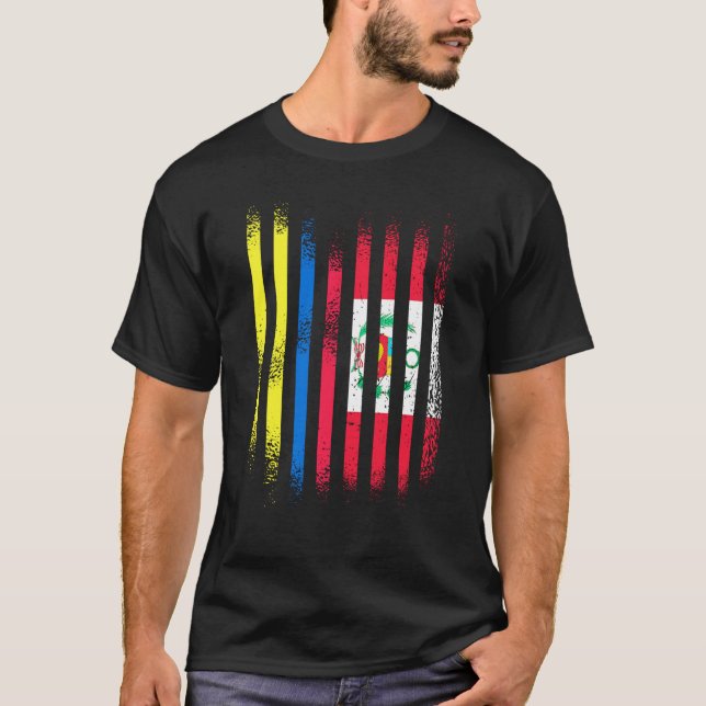 Colombia Flag Peru Grown Country Flags Stripes T-Shirt (Front)