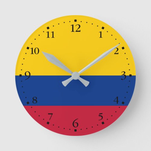 Colombia Flag Round Clock