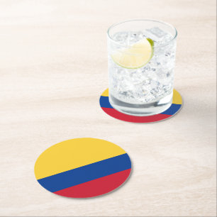 Colombia flag round paper coaster