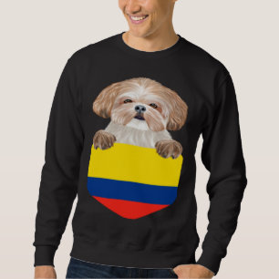 Colombia Flag Shih Tzu Dog In Pocket Sweatshirt