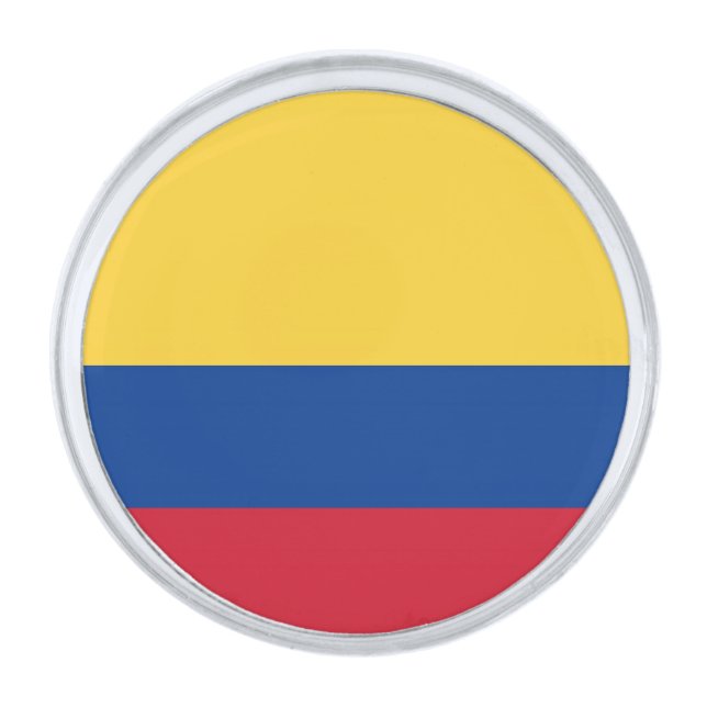 Colombia flag silver finish lapel pin (Front)