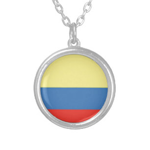 Colombia Flag Silver Plated Necklace